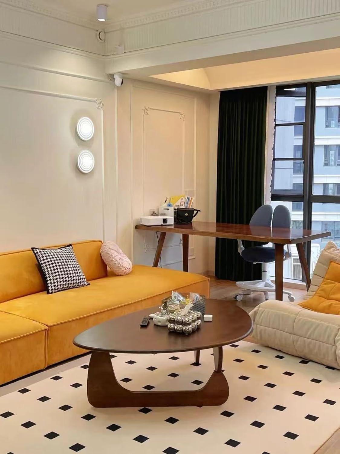 SoulNest Walnut Coffee Table Solid Wood Coffee Table Oval Triangle Morden Walnut Mid Century Pottery Wooden Coffee Tables Barn Tea Table (Triangle)