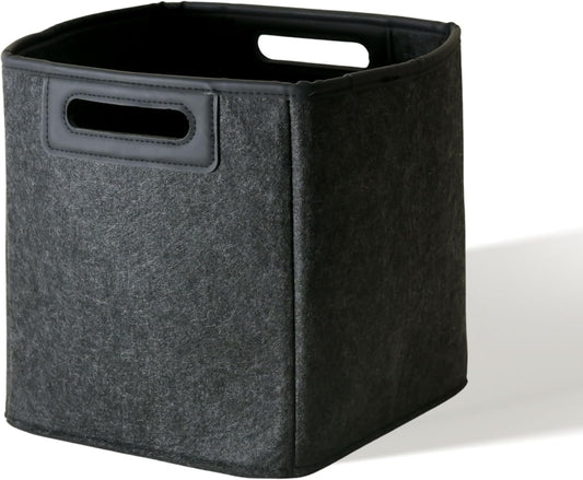 SortJoy Collapsible Felt Storage Bins 10" Cube Carbon Dark Grey