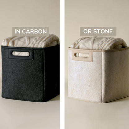 SortJoy Collapsible Felt Storage Bins 10" Cube Carbon Dark Grey