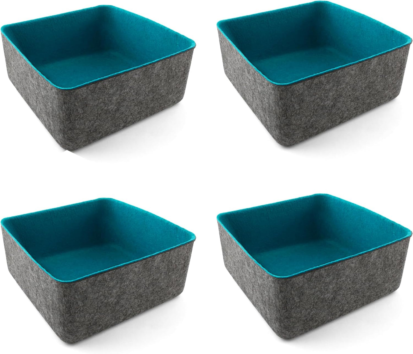 Three by Three Seattle Felt·Like·It! 9x9x4 Inch Felt Storage Bin for Office, Craft Room, Classroom, Living Room, Bedroom Storage (Blue) 4 Pack