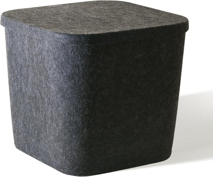 SortJoy The Original Sculpted Bins With Lids Set of 3 Storage Bin Felt Storage Basket Drawer Organizer Clothes Closet Cabinet Bathroom, Pantry, Kitchen 12.5" x 12.5" x 11.63" (Stone, Oatmeal)