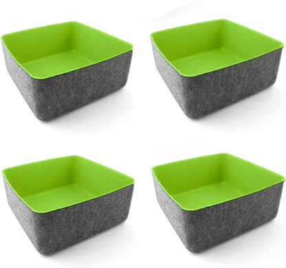 Three by Three Seattle Felt·Like·It! 9x9x4 Inch Felt Storage Bin for Office, Craft Room, Classroom, Living Room, Bedroom Storage (Blue) 4 Pack