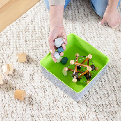 Three by Three Seattle Felt·Like·It! 9x9x4 Inch Felt Storage Bin for Office, Craft Room, Classroom, Living Room, Bedroom Storage (Blue) 4 Pack