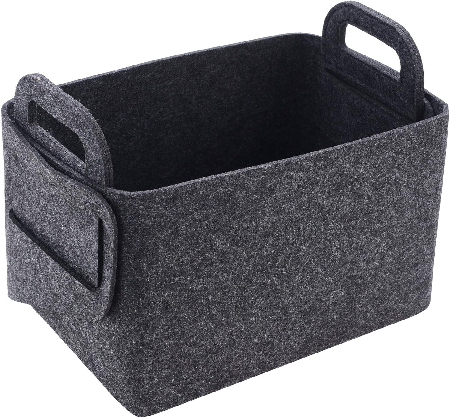 Storage Basket Felt Storage Bin Collapsible& Convenient Box Organizer with Carry Handles for Office Bedroom Closet Babies Nursery Toys Laundry (Light grey, 19.9inch（L）×13.6inch（W）×12.6inch（H）)
