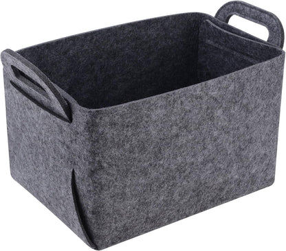 Storage Basket Felt Storage Bin Collapsible& Convenient Box Organizer with Carry Handles for Office Bedroom Closet Babies Nursery Toys Laundry (Light grey, 19.9inch（L）×13.6inch（W）×12.6inch（H）)